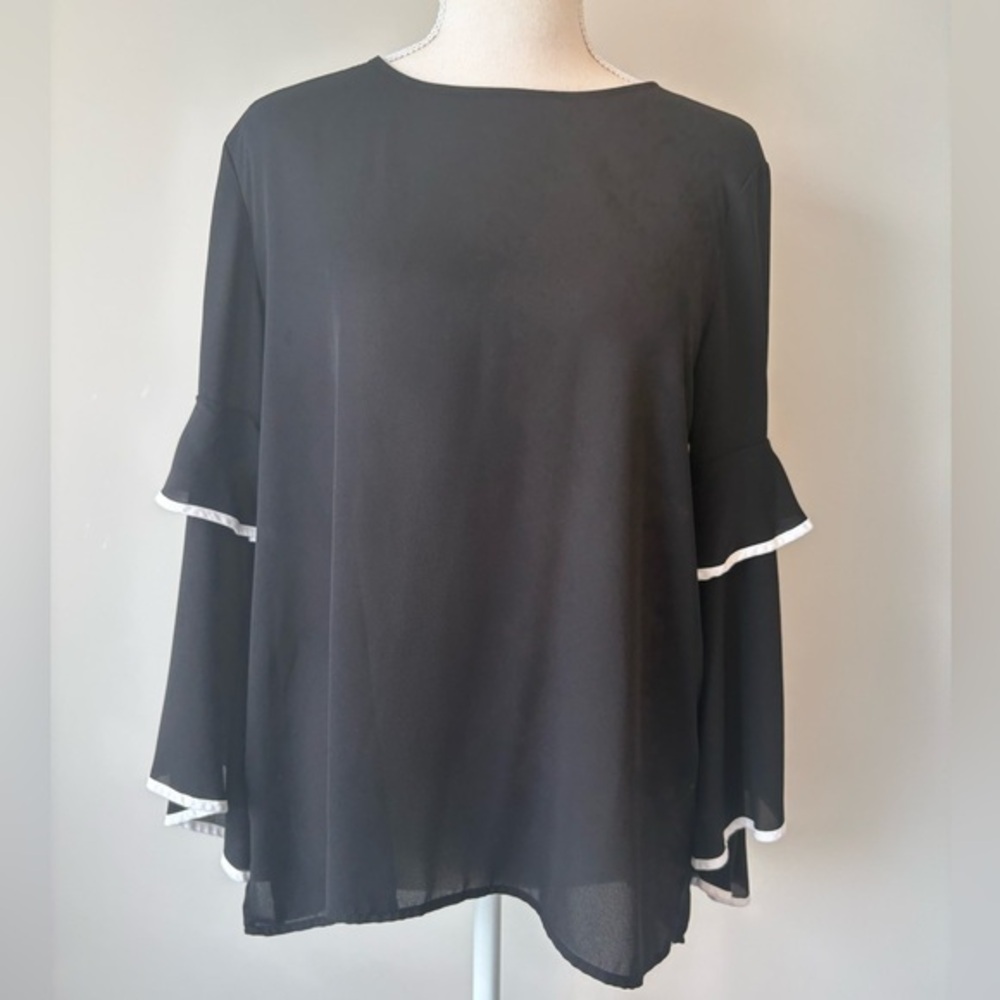 Loft Outlet Ruffled Bell Sleeve Blouse Tunic Size Small
